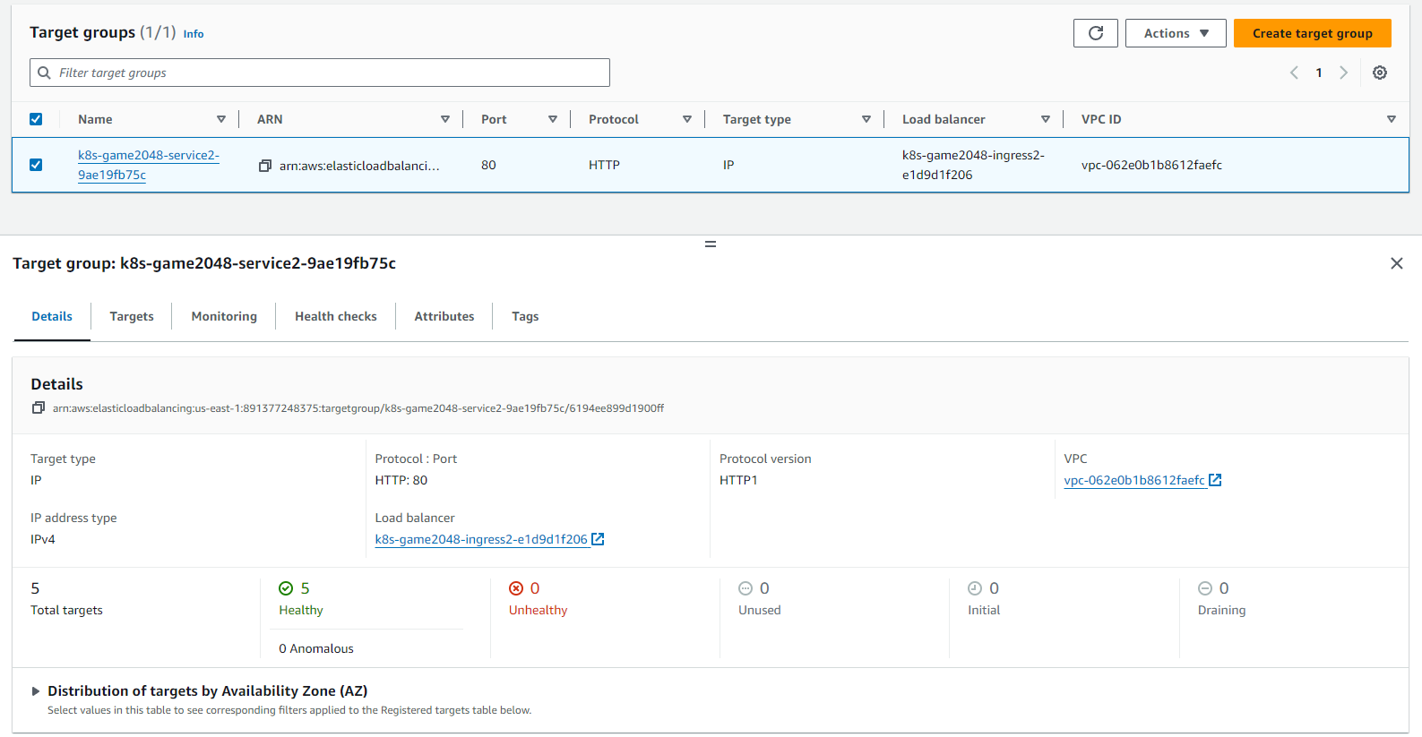 Load Balancer target groups