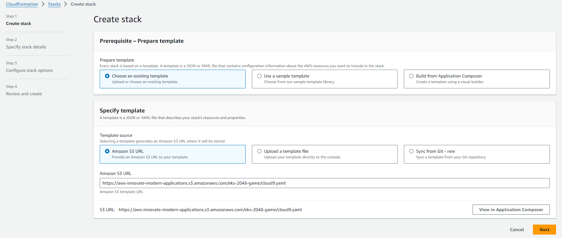 CloudFormation starting