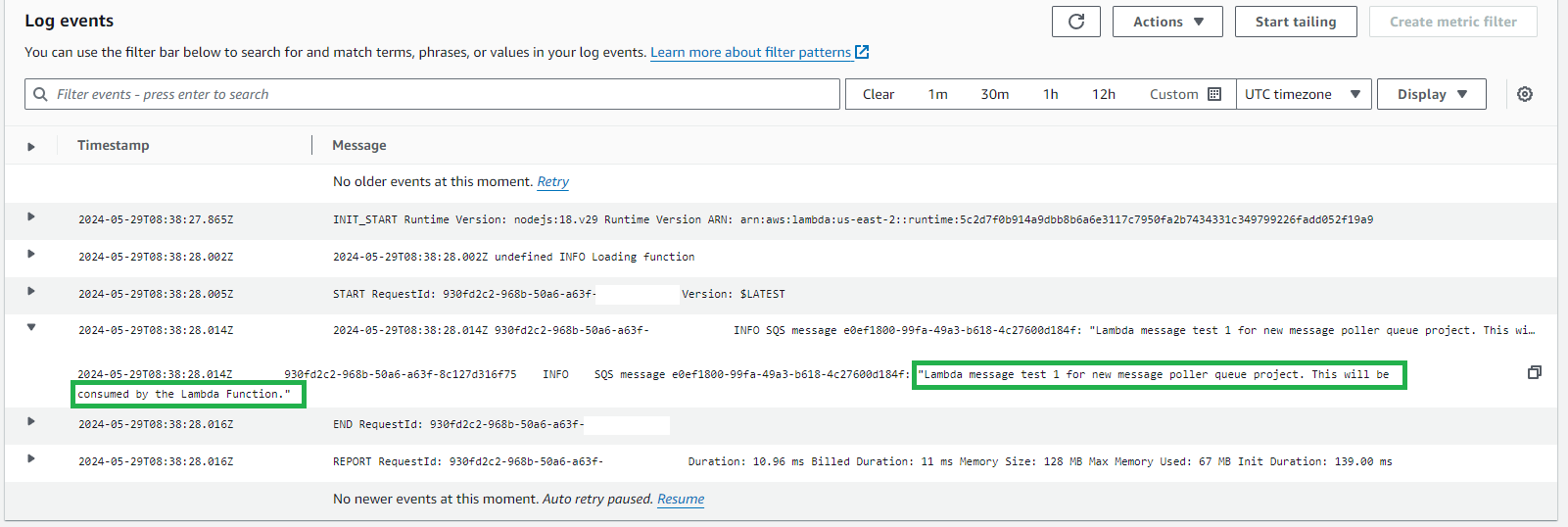 CloudWatch successfully handled